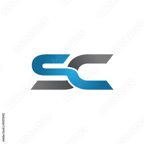 SC company linked letter logo blue