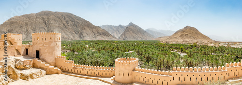  Panoramic view of Nakhal in the Al Batinah Region of Oman. It is located about 120 km to the west of Muscat, the capital of Oman. It is known as the town of oasis.