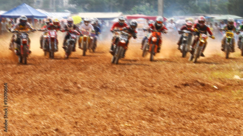 Motocross race blurry for background.