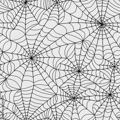 Halloween seamless background with web spider