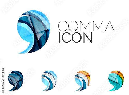 Set of abstract comma icon, business logotype concepts, clean