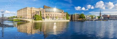 Panoramic view of the Parliament House in Stockholm, Sweden