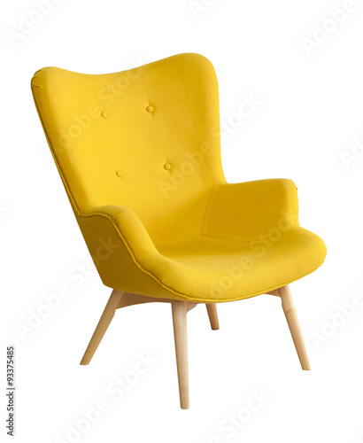 Yellow modern chair isolated on white