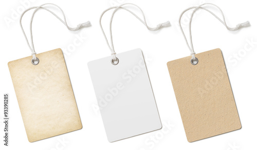Blank cardboard price tags or labels set isolated 