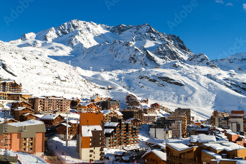 view of the Val Thorens ski resort of Three Valleys , France
