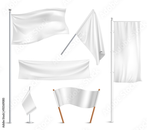 White flags pictograms collection