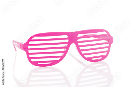 Pink 80's slot glasses isolated on white background