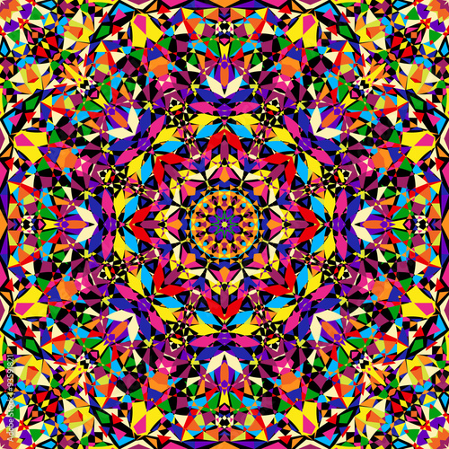 bright geometric seamless kaleidoscope pattern