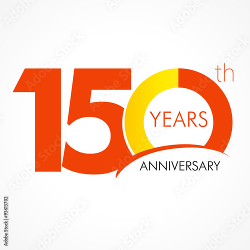 150 years anniversary logo. Template logo 150th anniversary with a circle in the form of a graph and the number 15