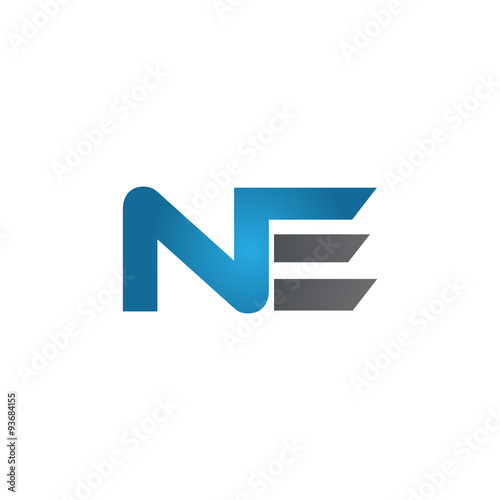 NE company linked letter logo blue