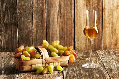 Fresh grapes and grappa