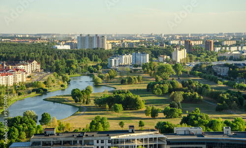 Панорама города. Вид сверху. Минск. Беларусь.