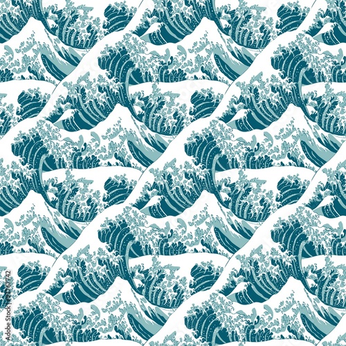 Hintergrundmuster / Seamless Pattern "Die große Welle vor Kanagawa"