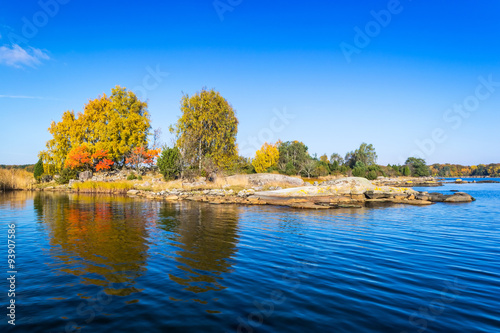 Swedish sea archipelago in autumn season