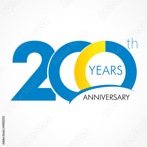 200 years anniversary logo. Template logo 200th anniversary with a circle in the form of a graph and the number 20