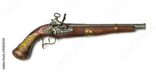 flintlock pistol on a white background