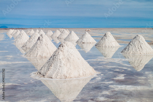 Hills of salt - salt extraction area at the world's biggest salt plain Salar de Uyuni, Bolivia