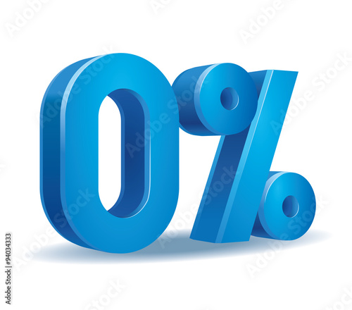 Vector of 0 percent in white background