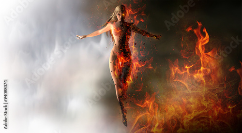 Magical woman summoning fire