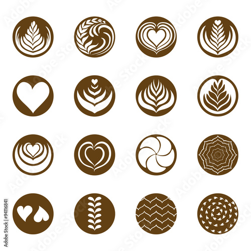 coffee latte art icon with white background