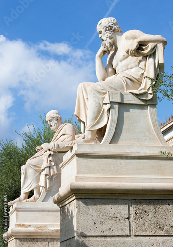 Athens - The statue of Plato and Socrates in front of National Academy