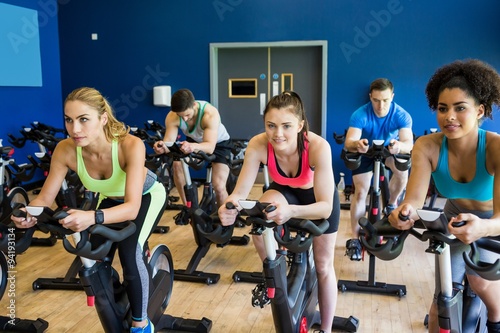 Fit people in a spin class