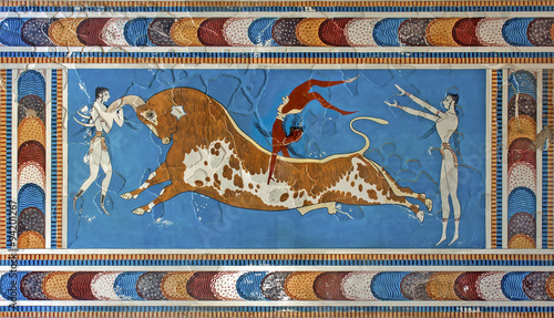 bull-leaping fresco, Knossos palace, Crete, Greece