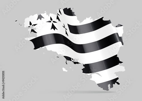 Drapeau breton 3d carte Bretagne