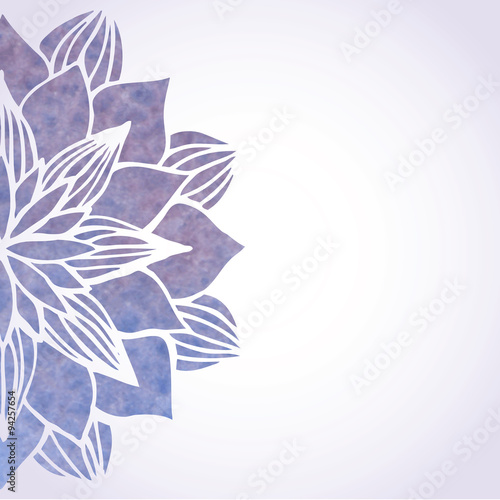 Illustration with watercolor violet floral pattern