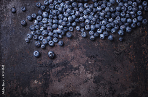 Blueberries on a dark background.Copy space for your text. Healthy food.selective focus