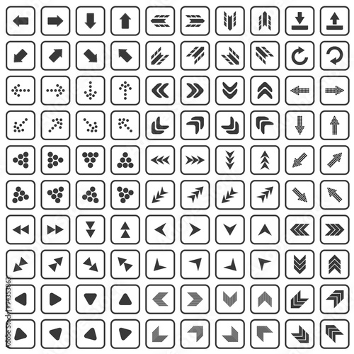 100 arrows icons set