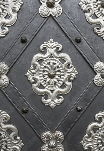 old metal Church door, detail, ornamets