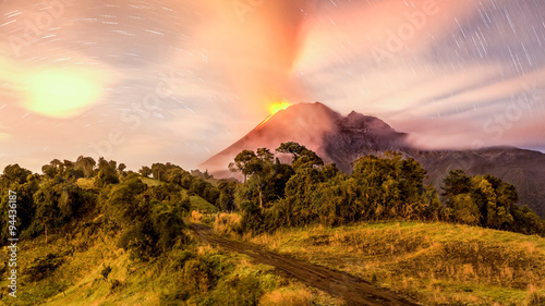 volcanoes tungurahua eruption erupting ecuador south america very large photography with star pathway canon 5d marker ii iso 640 20 min photography converted from raw volcanoes catastrophe volcanoe e