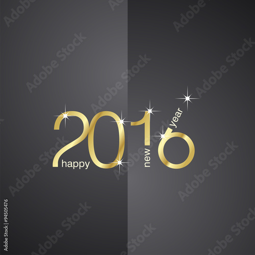 New Year 2016 front back black background
