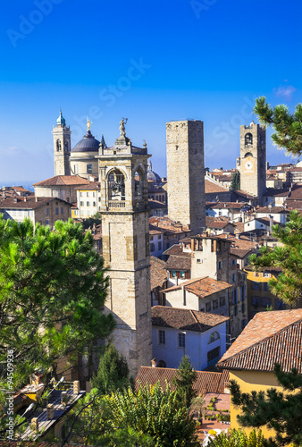 beautiful medieval town Bergamo, Lombardy, Italy
