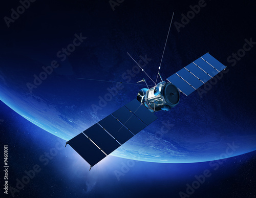 Communications satellite orbiting earth