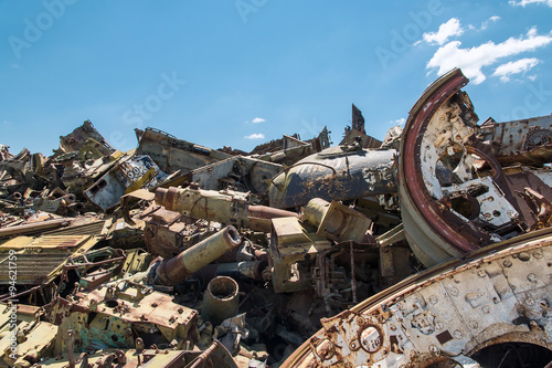 Cut scrap part of the Soviet military tanks.