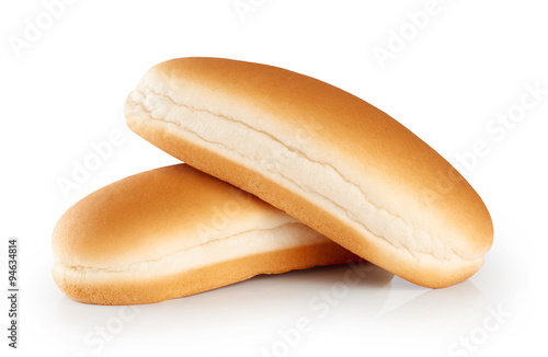 Hot dog buns isolated on white background.