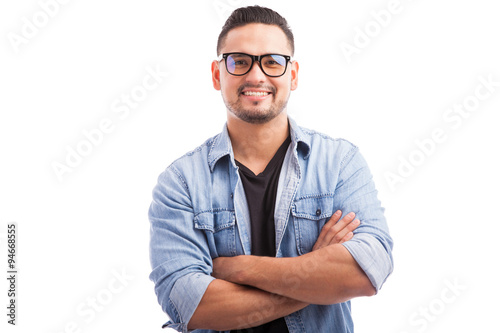 Latin hipster young man smiling