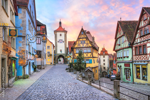 Colorful half-timbered houses in Rothenburg ob der Tauber, Germa