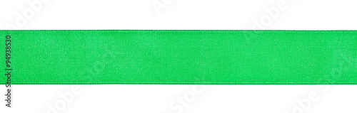 wide green satin ribbon isolated on white