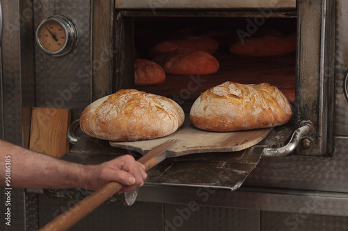 Two fresh loaves of bread