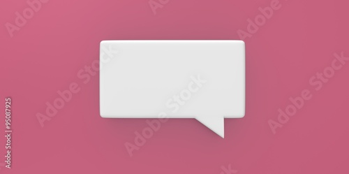 3D white Empty speech bubble on a background pink
