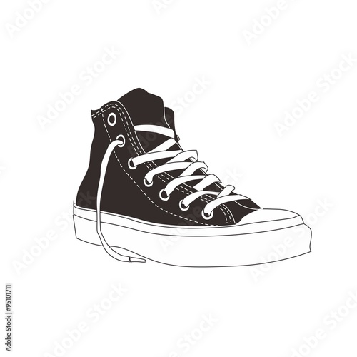 black and white modern casual sneaker clipart vector icon