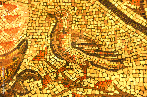 ancient roman mosaic of a bird