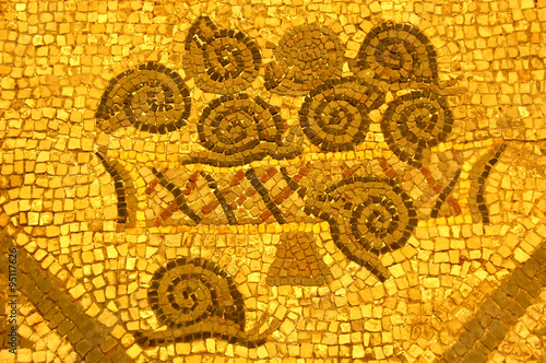 Beautiful ancient roman mosaic of snails