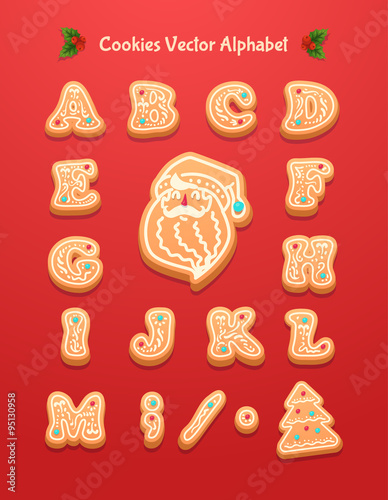 Christmas gingerbread cookies alphabet.