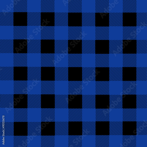 Black and blue lumberjack plaid seamless pattern, vector illustration