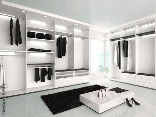 3d illustration of Luxurious white wardrobe in a modern style