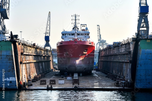 ship in a floating dock